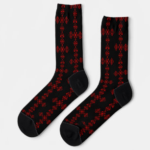 Cross with red ornament socks