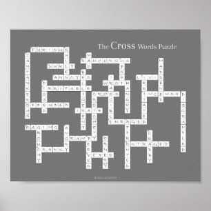Cross Words Puzzle Grumpy Humour Poster