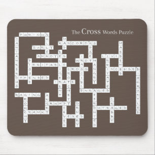 Cross Words Puzzle Semantics Humor Brown Mouse Pad