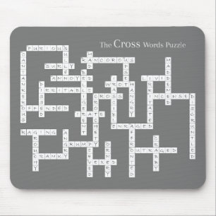 Cross Words Puzzle Semantics Humor Grey Mouse Pad