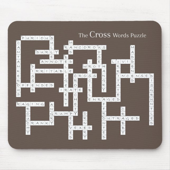 Cross Words Puzzle Semantics Humour Brown Mouse Pad (Front)