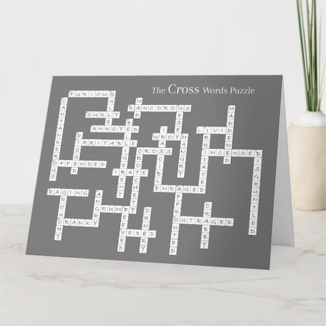 Cross Words Puzzle Semantics Humour Grey Card (Front)