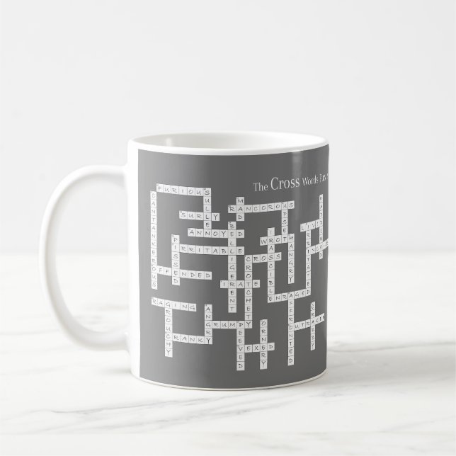 Cross Words Puzzle Semantics Humour Grey Coffee Mug (Left)
