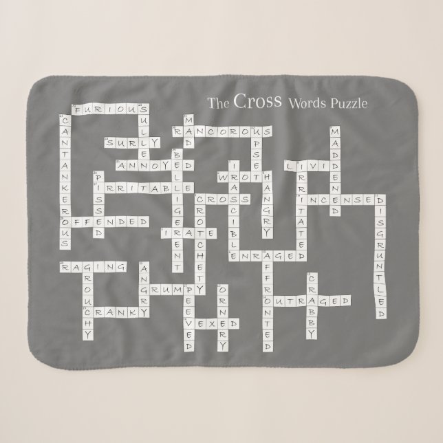 Cross Words Puzzle Semantics Humour Grey Sherpa Blanket (Front (Horizontal))