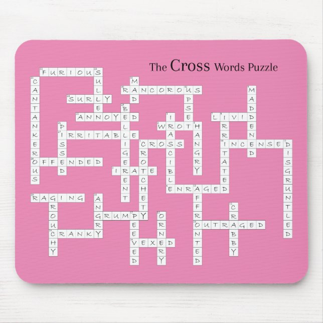 Cross Words Puzzle Semantics Humour Pink Mouse Pad (Front)