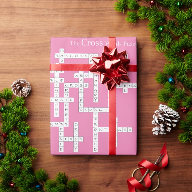 Cross Words Puzzle Semantics Humour Pink Wrapping Paper (Holiday Gift)