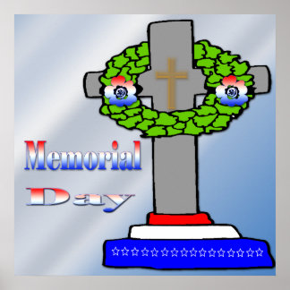 Cross & Wreath -  Memorial Day Poster
