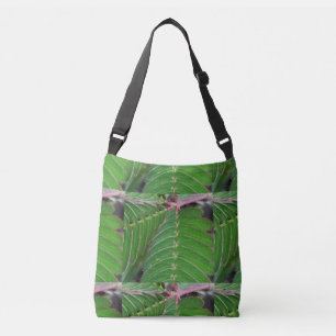 Crossbody Bag with Elegant Green Leaf