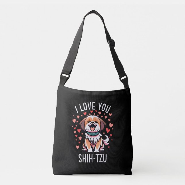 Crossbody bag with Shih-Tzu dog design (Front)