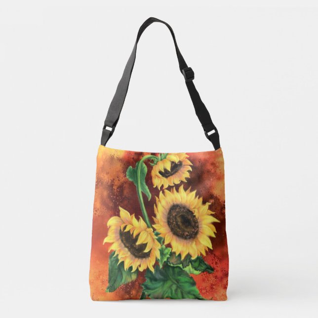Crossbody Bag with Sunflowers (Back)
