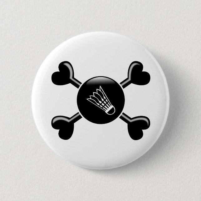 Crossbones Badminton 6 Cm Round Badge (Front)