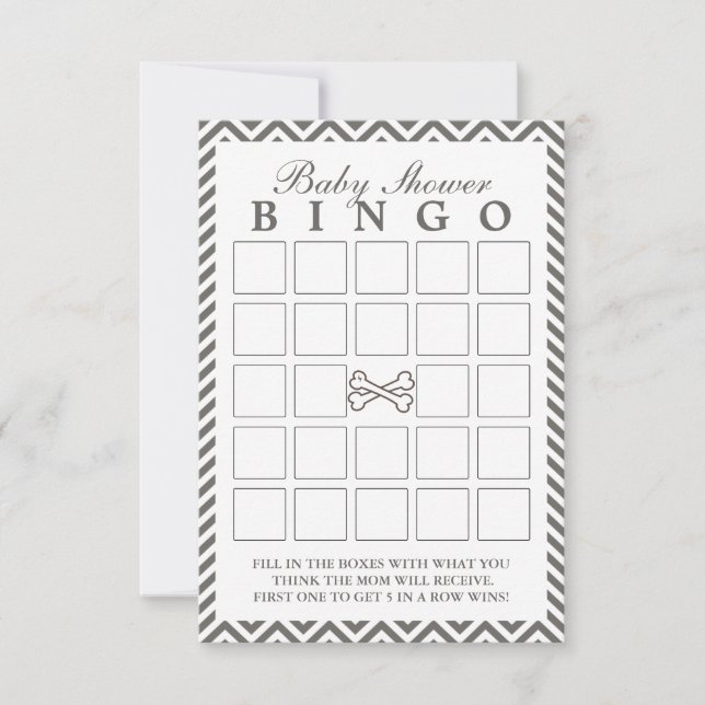 Crossbones Chevron Stripes Baby Shower Bingo Cards (Front)