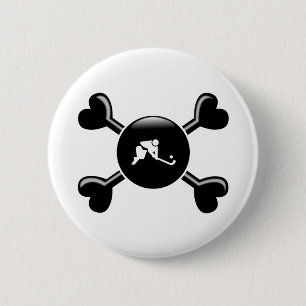 Crossbones Field Hockey 6 Cm Round Badge