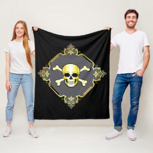 Crossbones/Jolly Roger/Pirate/gold/black    Fleece