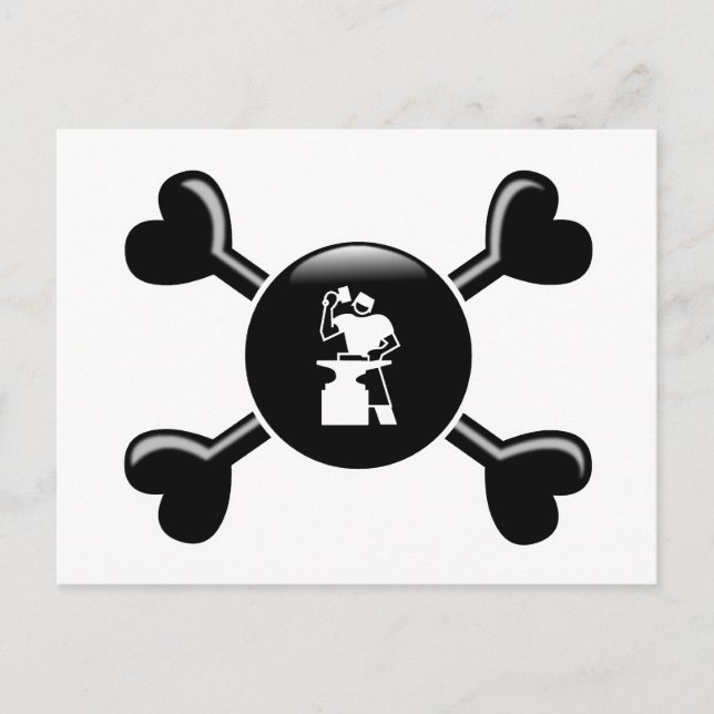 Crossbones Metal Working Postcard (Front)