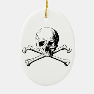 Crossbones skull ceramic tree decoration