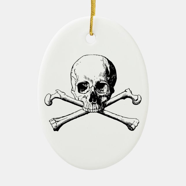 Crossbones skull ceramic tree decoration (Front)
