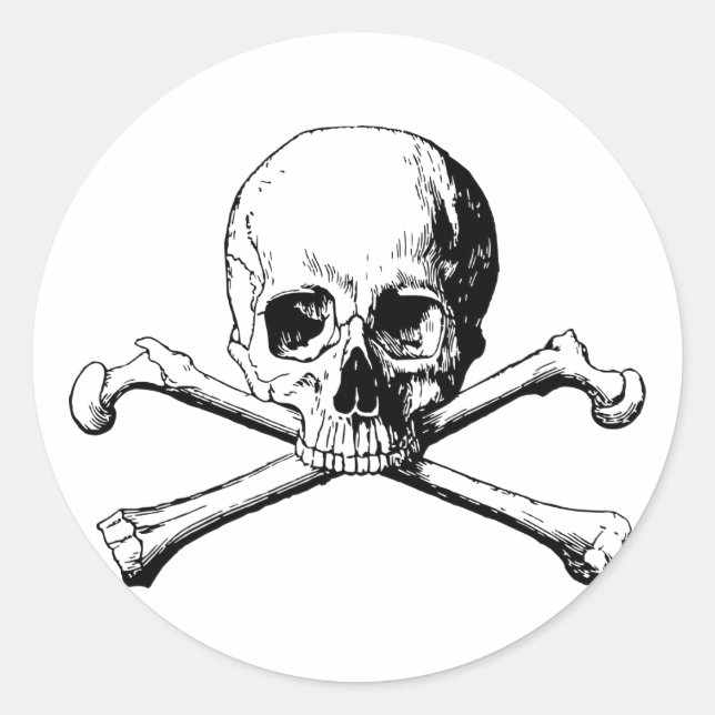 Crossbones skull classic round sticker (Front)