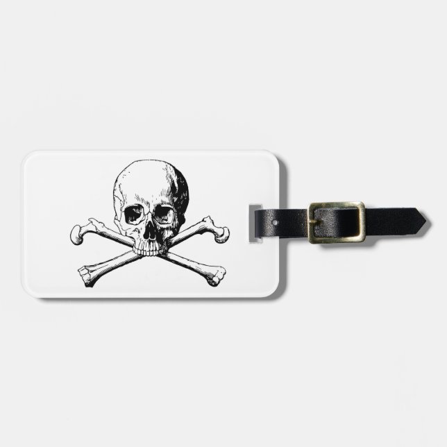 Crossbones skull luggage tag (Front Horizontal)