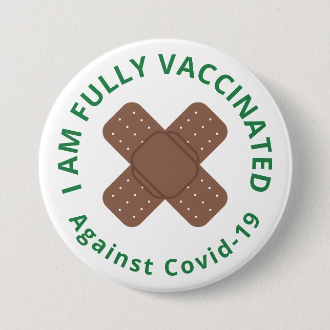 Crossed Adhesive Bandages Fully Vaccinated Button (Front)