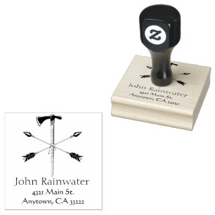 Crossed Arrows & Axe Personalised Rubber Stamp