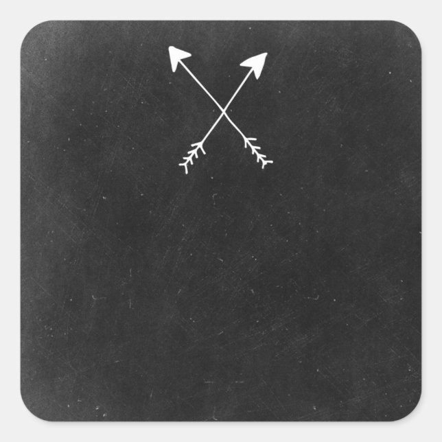 Crossed Arrows On Rustic Chalkboard Boho Boutique Square Sticker (Front)