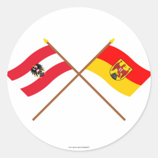 Crossed Austria and Burgenland flags Classic Round Sticker