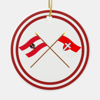 Crossed Austria and Wien flags Ceramic Tree Decoration
