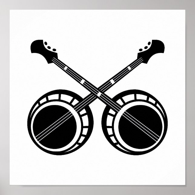 crossed banjos black poster (Front)