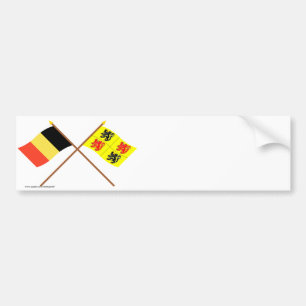Crossed Belgium and Hainaut Flags Bumper Sticker