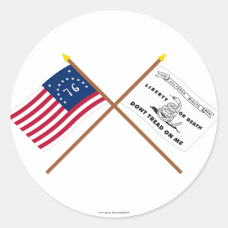 Crossed Bennington and Culpeper Flags Classic Round Sticker