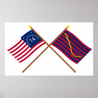Crossed Bennington and South Carolina Navy Flags Poster