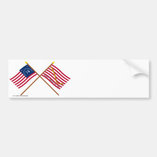 Crossed Bennington Flag and Navy Jack Bumper Sticker
