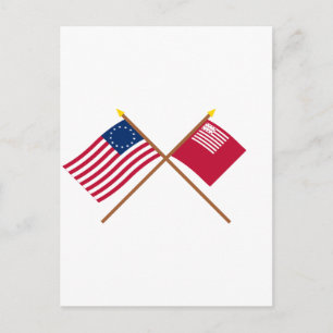 Crossed Betsy Ross and Brandywine Flags Postcard