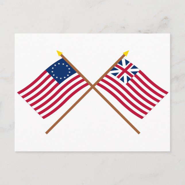 Crossed Betsy Ross and Grand Union Flags Postcard (Front)