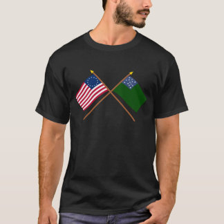 Crossed Betsy Ross and Green Mountain Boys Flags T-Shirt