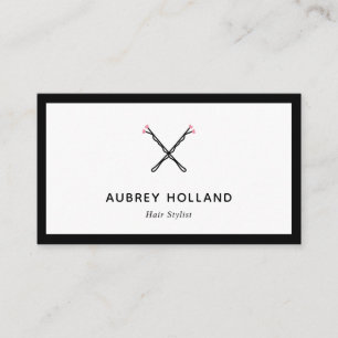 Crossed Bobby Pins Cute Black Pink Hair Stylist Business Card