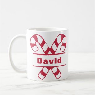 Crossed Candy Canes Holiday Christmas Coffee Mug
