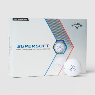 Crossed Clubs Golfer Blue Name & Initials Golf Balls