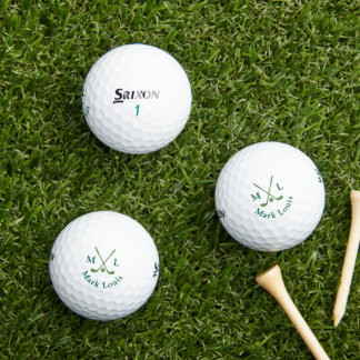 Crossed Clubs Golfer Green Name Golf Balls