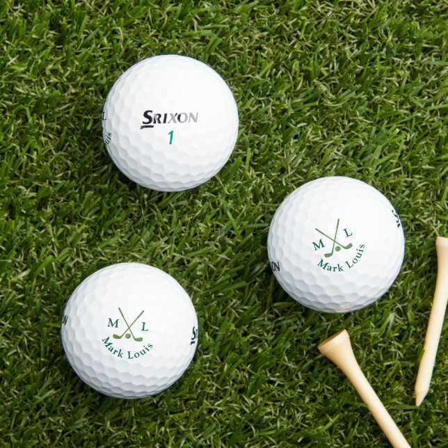 Crossed Clubs Golfer Green Name  Golf Balls (Insitu Grass)