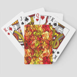 Crossed cords hidden under some red awning fabric playing cards