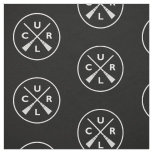 Crossed Corn Brooms Fabric - Black and White