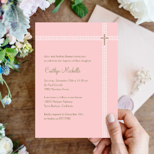 Crossed Corner Baptism/Christening Invitation
