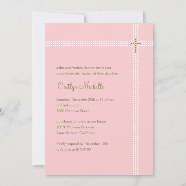 Crossed Corner Baptism/Christening Invitation (Front)