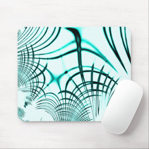 Crossed cyan curved traces on light background mouse pad