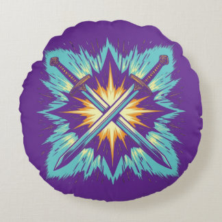 Crossed Fantasy Arrows with Glowing Energy – Dynam Round Cushion