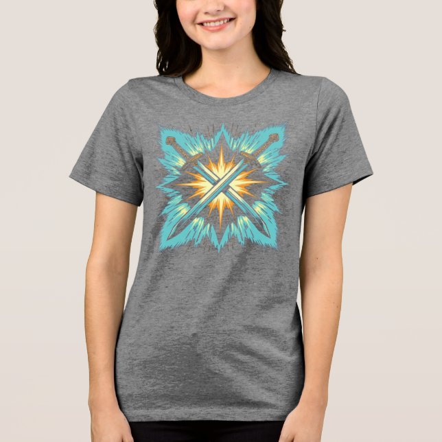 Crossed Fantasy Arrows with Glowing Energy – Dynam Tri-Blend Shirt (Front)