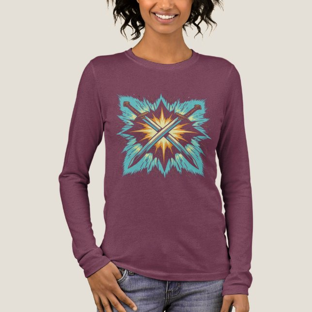 Crossed Fantasy Arrows with Glowing Energy – Dynam Tri-Blend Shirt (Front)