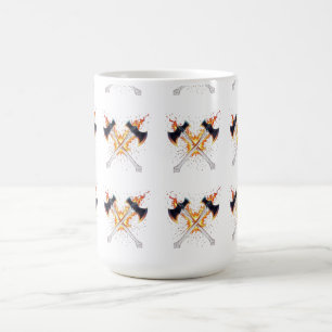 Crossed Fantasy Axes with Fiery Energy – Powerful Coffee Mug